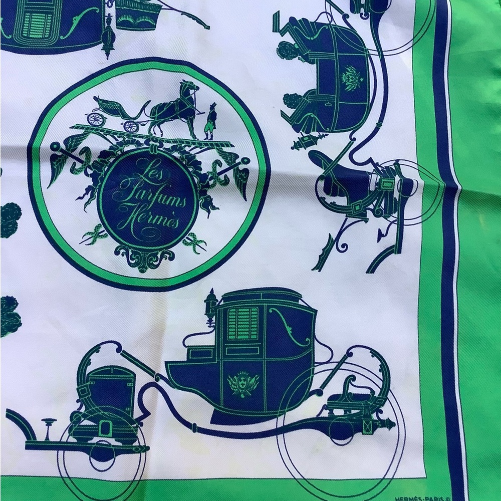 Hermes Petit Carre 45 Ex Libris Gavroche Silk Green Scarf - Picture 4 of 9